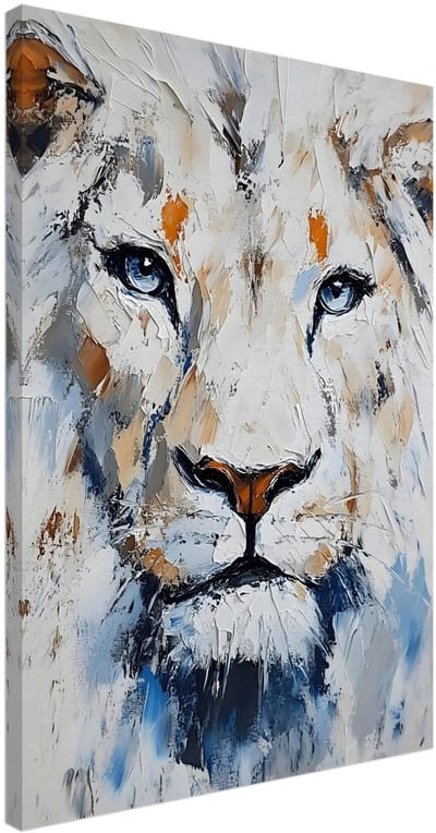Canvas Schilderij - Abstract painted lion 50x70 cm - Dieren Wanddecoratie Woonkamer & Slaapkamer