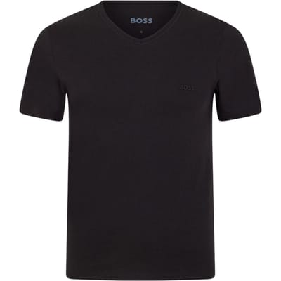 Boss Mannen Logo V-hals T-shirt (Verpakking van 3) (Zwart)