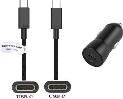 OneOne auto snellader + 0,5m sterke USB C naar C kabel. 20 Watt lader. Autolader adapter past op Sony WH-1000XM5