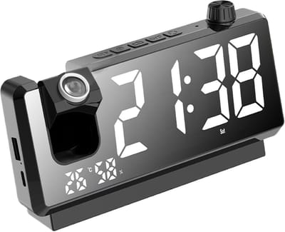 Projectiewekker - Digitale Klok - Wakker Worden - Instelbare Lichtsensor - 18.6 x 4.2 x 8.9 cm