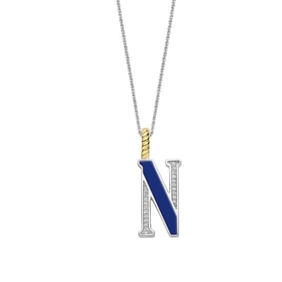 TI SENTO Dames Hanger - 925 zilver - Letter N - Blauw - 6840LB_N