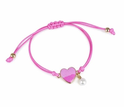 Armband Meisje- Touw Armband- Meisjes armbandje hartje- Armband Hartje- Koordarmband- Parel- Roze- Touw- Kind- LiLaLove