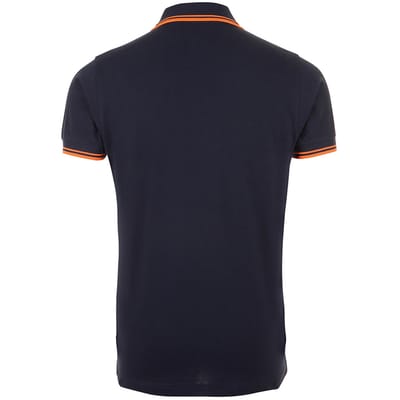 SOLS Heren Pasadena getipt korte mouw Pique Polo Shirt (Franse marine/Neon Orange)