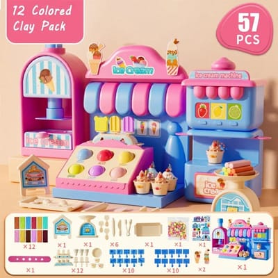 DOE-HET-ZELF Gekleurde Klei IJsje Doe-alsof Spel Kinderen Plasticine Machine Speelgoed Spel Simulatie Maak Hamburger Creatief Speelgoed Slijm gray