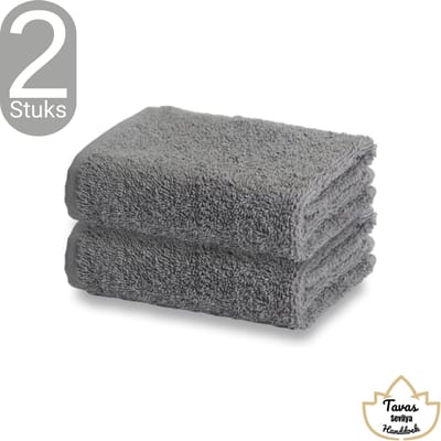 Sevilya Gastendoek - Grijs - 30x50 cm - Set van 2 - 100% Katoen - Hotelkwaliteit