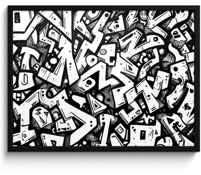 Poster in lijst - Fotolijst 80x60 cm - Posters - Vormen - Letters - Graffiti - Zwart - Posterlijst zwart - Decoratie - Wanddecoratie woonkamer - Muurdecoratie slaapkamer