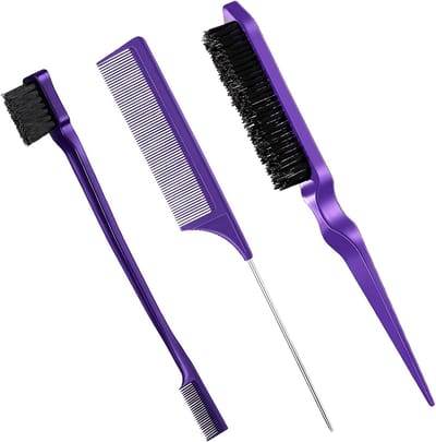 Set van 3 Baby Haarborstels en Kammetjes, Ideaal voor Baby's en Kinderen, Paars Haarverzorging Accessoires