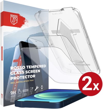 2-Pack Rosso Screenprotector Geschikt voor Apple iPhone 12 mini | 9H Tempered Glass | Beschermglas | Glasplaatje | Case Friendly | Met Installatietray | Eenvoudige montage