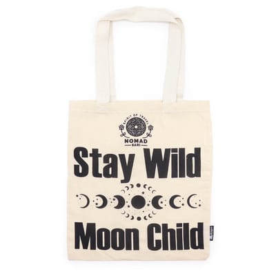 Iconische Basic Draagtas - Blijf Wild, Maankind - (40x36cm) - Nomad katoenen Tas
