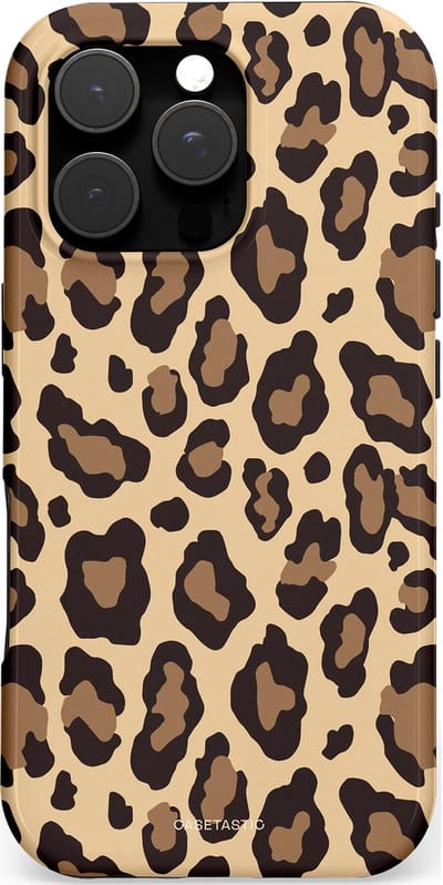 Casetastic hoesje geschikt voor Apple iPhone 16 Pro - MagSafe - Dubbellaagse bescherming - Wilde Panter - Fashion Case - Zwart Taupe Crème