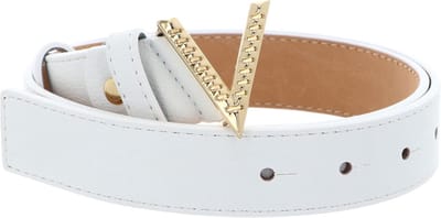 VALENTINO Riem Hampton Plaque Buckle Belt W95 Bian / Oro Wit