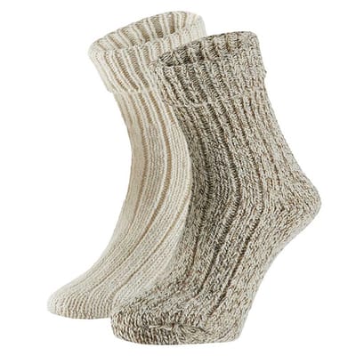 Apollo - Wollen sokken dames - Huissok dames - Beige - 2-Pak - Maat 35/38 - Fluffy sokken - Slofsokken - Huissokken - Warme sokken - Winter sokken
