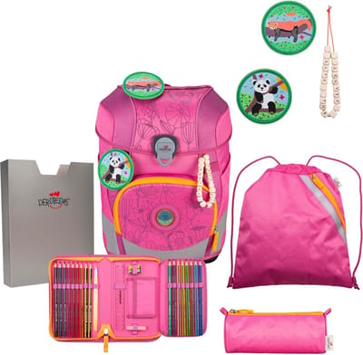 DerDieDas Schooltas ErgoFlex Tiny Exklusiv Eco Schulranzenset 5-delig Pink Planet Roze