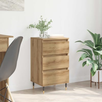 vidaXL - Dressoir - artisanaal - eikenkleurig - 35 - x - 40 - x - 70 - cm - Bewerkt - hout