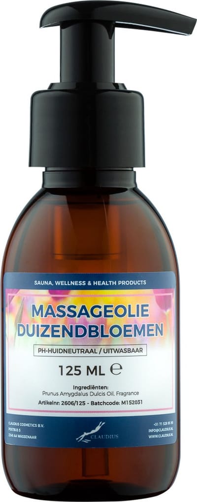 Massageolie Duizendbloemen 125 ml met pomp - 100% natuurlijk - biologisch en koud geperst