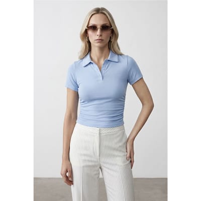 Dames Crop Slim Fit Polo T-shirt