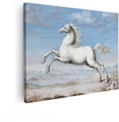 Artaza Canvas Schilderij Paarden - 40x30 cm - Wanddecoratie Galopperend Paard - Muurdecoratie Natuur - Schilderijen Op Canvas
