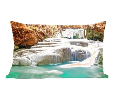Sierkussens - Kussentjes Woonkamer - 50x30 cm - Bos - Waterval - Water - Herfst