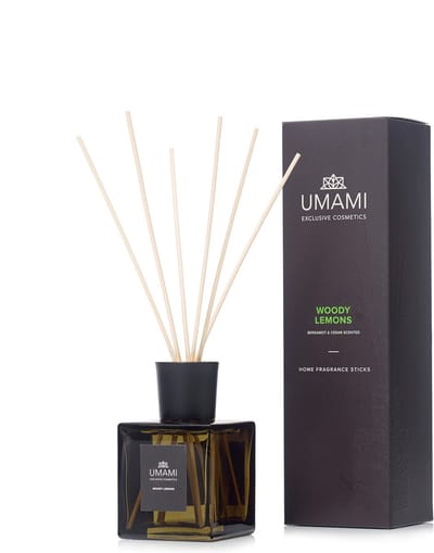 Umami Exclusive Cosmetics Geurstokjes Woody Lemons Home Fragrance Sticks Bergamot & Ceder 250ml
