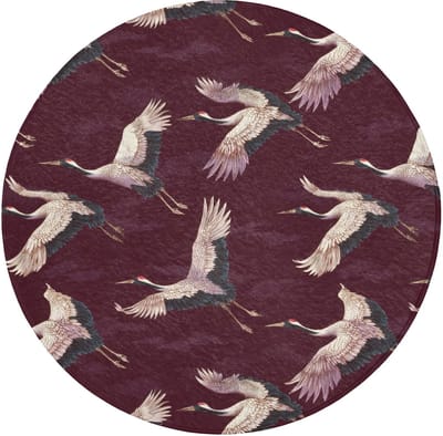 Badmat Rond 70x70 cm Badkamer Accessoires Bath Mat Douchemat Anti Slip Wc Memory Foam Wasbaar Zacht Bathroom Toilet Mats Washable Kraanvogels - Klassiek - Bordeaux