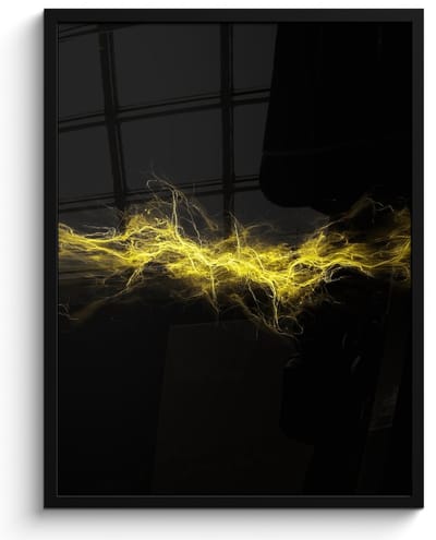 Poster in lijst - Fotolijst 50x70 cm - Posters - Gaming - Elektriciteit - Geel - Energie - Posterlijst zwart - Decoratie - Wanddecoratie woonkamer - Muurdecoratie slaapkamer