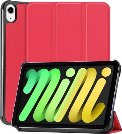 Hoes - Geschikt voor Apple iPad Mini 7 (2024) - 8.3 inch - 7e Generatie - Dun & Stevig - Trifold Bookcase - Hard Cover - Hardcover Book Case - Tablet Hoesje - Rood