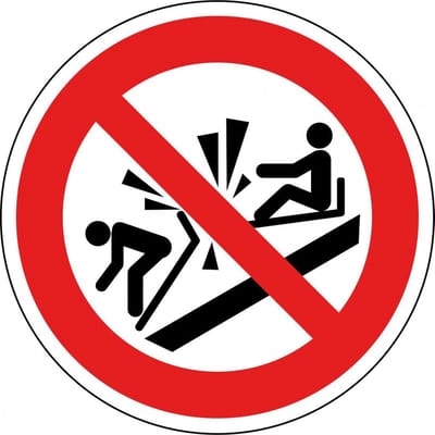 Verboden tegen de slee te botsen bord - kunststof - P047 300 mm