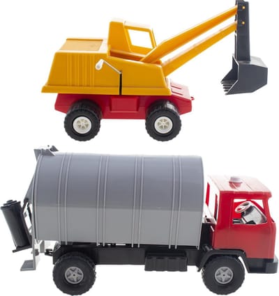 set voertuigen voor zandbak - bulldozer 40 cm + vrachtwagen 45 cm