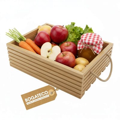 BOGATECO Houten kist Natuur 50x35x14,5 cm Houten kist Decoratie Houten doos Fruitkist Groentekist Houten kist voor opslag Opbergdoos Kist Hout Cadeau Decoratie Wijnkist LICHTBRUIN