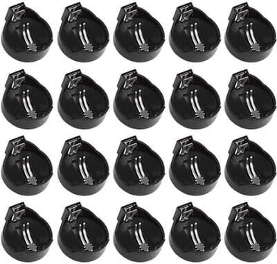 aladdien - Knoopcelbatterijhouder - CR2032 CR2025 - Perfect voor knoopbatterijen - Zwart - 20 stuks - Ideaal voor diverse toepassingen