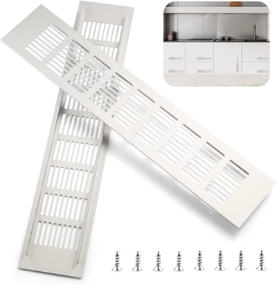 Ventilatierooster Set - Aluminium Roosters - Meubel Ventilatie - Corrosiebestendig Materiaal - 30x8 cm - Zilver
