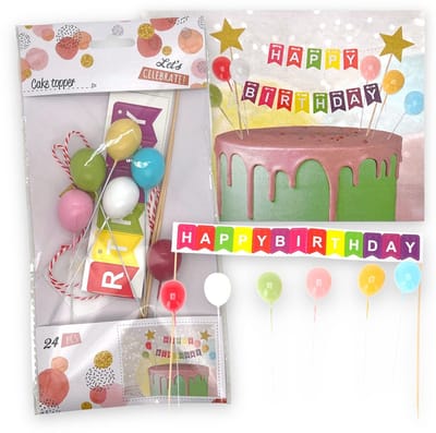 Dailygoods- Taartdecoratie 24-delig - Taarttopper - Cupcake-decoratie - Verjaardag - Babyfeestje - Bruiloft - Uniek design - Taartversiering