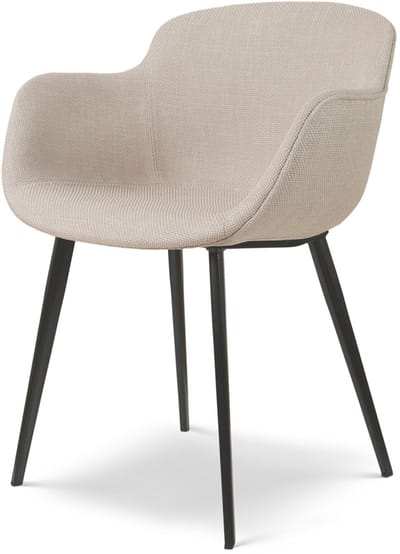 Nolon Elma Eetkamerstoel Beige - Met armleuning - Stof - Zwart Onderstel - Scandinavisch - Comfortabel