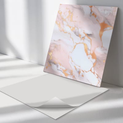 Wallfluent Vinyl Tegels - Marmerpatroon met Accenten Vinyl Wandtegels - 30 cm x 30 cm - Beige PVC Tegels - Verpakking van 9 stuks - Vierkant PVC Tegels - Texturen Plaktegels - Wand PVC Tegels - Plaktegels Keuken en Badkamer