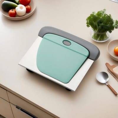 Keukenschraper - 2-in-1 roestvrijstalen schraper en deegsnijder, deegschraper voor het bakken in de keuken, bakgereedschap voor bloem, fruit, pizza met ergonomische handgreep, groen