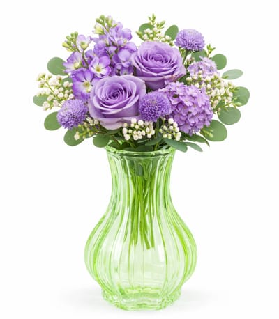 H&S Collection Vaas Chelsea - groen - glas - H20 x D12 cm - bloemenvaas