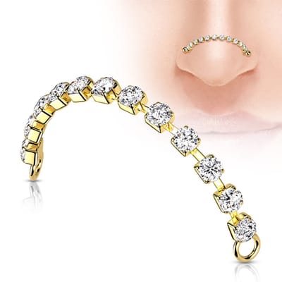 Ketting steentjes 2x30 - goud - LMPiercings