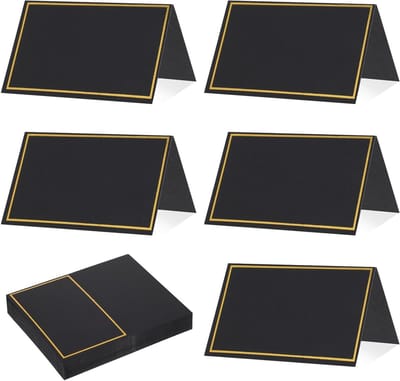 Set van 50 Lege Tafelkaarten voor Bruiloft en Feesten met Gouden Rand - Naamlabels voor Verjaardagen, Christening en Evenementen