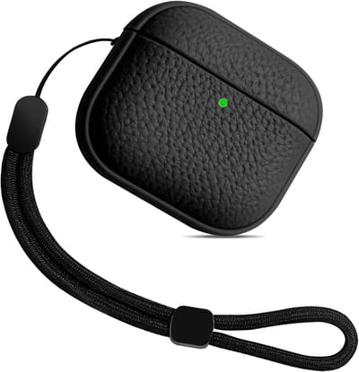 Beschermende TPU Hoes voor Airpods 4 met Polsband, Schokbestendig en Valbestendig, Stijlvol Ontwerp in Zwart