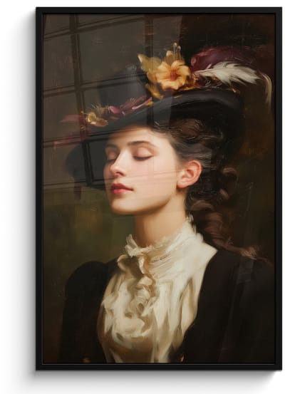 Poster in lijst - Fotolijst 80x120 cm - Posters - Vrouw - Victoriaans - Portret - Posterlijst zwart - Decoratie - Wanddecoratie woonkamer - Muurdecoratie slaapkamer