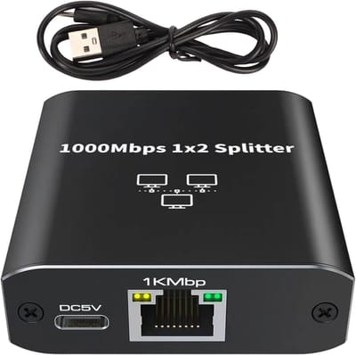 Netwerk Splitter - LAN Verdeeler - Internet Delen - Gigabit Snelheid - 2 Poorten - Zwart