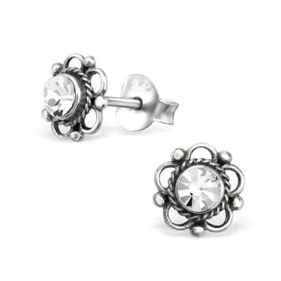 Aramat Jewels | Oorbellen | Zilveren Bloemoorbellen Transparant 7 mm | | | |7mm | Zilver | Kinderen, Volwassenen | Verkleurd niet