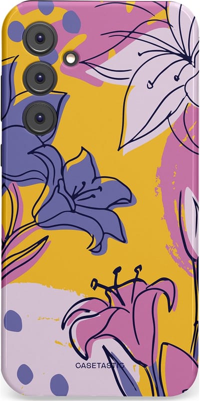 Casetastic Hoesje Geschikt voor Samsung A35 - Stijlvolle Beschermende Duo-layer Case - Paarse Lelie Kunst
