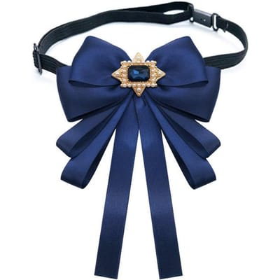Retro Stof Parel Strik Broche Koreaanse Lint Kristal Strikdas Overhemd Cravat Mode Sieraden Voor Vrouwen Kleding Accessoires blue