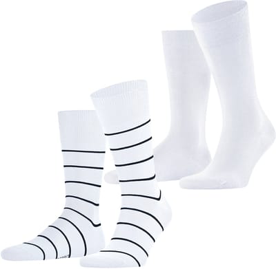 Esprit Modern Stripe 2-Pack huidvriendelijk duurzaam katoen Multipack Sokken heren wit - maat 39-42