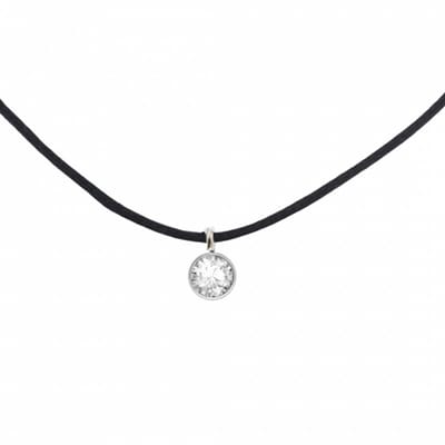 Ketting Arcen suede witte steen 45 cm - Charme Bijoux