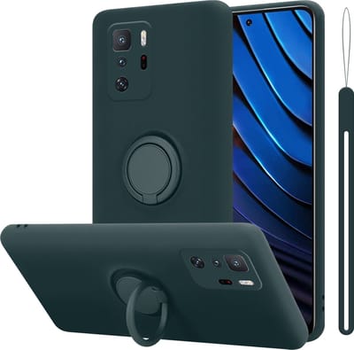 Cadorabo Hoesje geschikt voor Xiaomi POCO X3 GT in LIQUID GROEN - Beschermhoes van flexibel TPU silicone Case Cover met ring