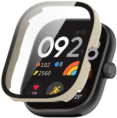 Watch case screenprotector - hoesje - gehard glas - geschikt voor Xiaomi Redmi Watch 4 - beige