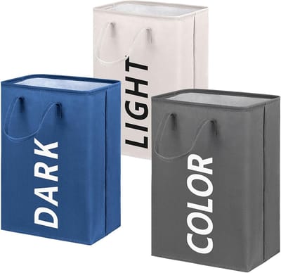 SnelShoppen - 3 Pack 80L Extra Large Vouwbare Wasmanden, Kledingmanden voor Kleding, Speelgoed, Handdoeken, Badkamer, Slaapkamer, Opbergtassen (3 Stuk