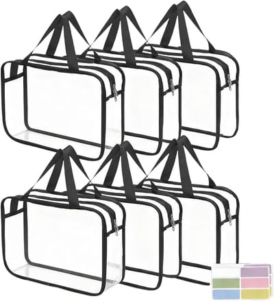 Opbergzakken met rits - Puzzel organizers - Speelgoed organiseren - Lichtgewicht en stevig - 6 stuks 30x25cm - Transparant